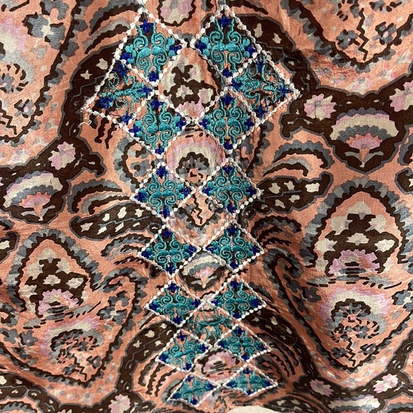 Sundance Sonora Embraces Silk Shirt Pink, Brown & Aqua Size Medium - Picture 7 of 13